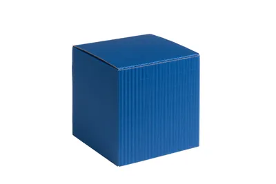 Produktbild von Geschenkbox Qubus aus offener Wellpappe, Geripptes Karton BLAU, Format 9x9x9cm, 100 St.