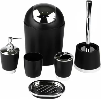 Produktbild von Badaccessoires Set 6-teilig, schwarz, für Badezimmer