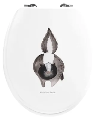 Produktbild von Mr. & Mrs. Panda Toilettendeckel Stinktier Angriff - Weiß - Geschenk, Klo-Deckel, Stinker, Raubtier, Stinki, Klodeckel, WC Sitz, Klobrille, Wildtier, Skunk, klo deckel