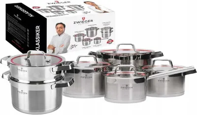 Immagine prodotto di Set di 5 pentole con coperchi + vaporiera a induzione Zwieger