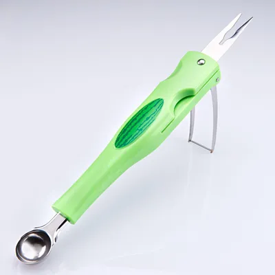 Produktbild von 3in1 Melonenschneider Edelstahl Melonenteiler Wassermelonenschneider Obstschneider Melonenlöffel Obstteiler Melonen Schneider