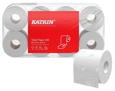 Obrázok produktu pre KATRIN 169505 Toaletný papier 250, 2-vrstvový recyklovaný papier, 64 rolí