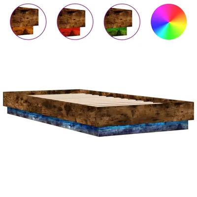 Immagine prodotto di vidaXL Struttura letto con LED rovere fumé 90x200 cm