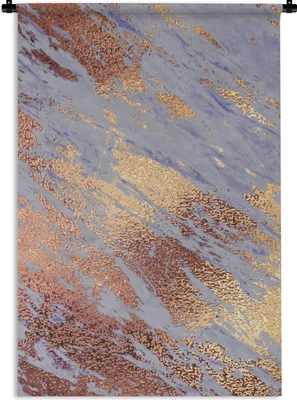 Produktbild von MuchoWow® Wandteppich Wandbehang Marmor - Gold - Blau 60x90 cm Tapisserie Dekoration Wandtuch - Foto-Teppich - Abwaschbar