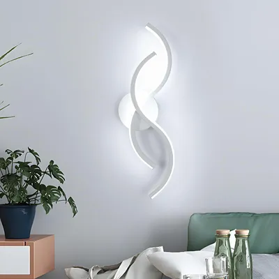 Zdjęcie produktu dla Lampa ścienna Toolight Wellenform, 15W, 6500K, biała, 41 cm, do przedpokoju – biała, 6500K