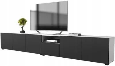 Zdjęcie produktu dla Komoda Szafka rtv pod telewizor 300cm 300 biały mat czarny mat