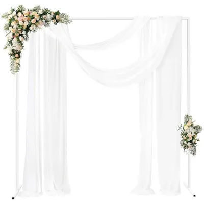 Image de Arche de mariage carrée - Arche en métal - 2 mètres - Capacité de charge : 10 kg - Idéale pour les mariages, les anniversaires et les fêtes