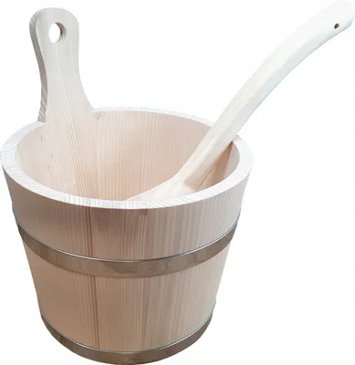 Produktbild von Saunatopf Saunakübel 5 L mit Kelle Holz Eimer Edelstahl