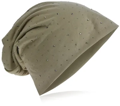Produktbild von Beanie Muetze Strass Nieten Sand