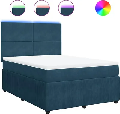 Produktbild von vidaXL Boxspringbett mit Matratze Blau 140x190 cm Samt