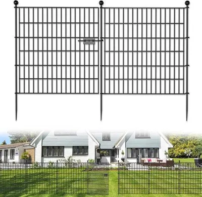 Zdjęcie produktu dla Ogrodzenie – zaniedbane ogrodzenie metalowe – 10 słupków ogrodzeniowych 74 x 81 cm