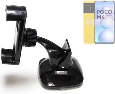 Produktbild von K-S-Trade kompakte Handy-Halterung Windschutzscheibe kompatibel mit POCO M4 5G Armaturenbrett schwarz Autohalterung KFZ Halter Scheiben-Halterung