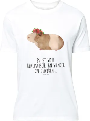 Produktbild von Mr. & Mrs. Panda T-Shirt Meerschweinchen Weisheit - Weiß - Geschenk, Jersey-Shirt, Wunder, Lustige Sprüche, Wunderland, Spruch, S, Motivation, oberteil, Shirt, Tshirt