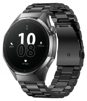 Produktbild von Forever xBase SW-720 Wasserdichte Smartwatch für Herren mit großem schwarzen Stahlarmband
