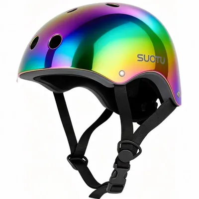 Obrázok produktu pre Suotu Skatehelm – ľahká detská prilba pre deti vo veku 3–8 rokov | nastaviteľná detská prilba s motívom dúhy, vhodná na skateboarding, jazdu na bicykli a kolieskových korčuliach | veľkosť M