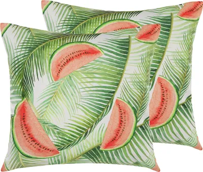Produktbild von BELIANI Gartenkissen 2er Set bunt 45 x 45 cm aus Polyester mit Blättermuster Quadratisch Garten/ Balkon /Terrasse modernes Design