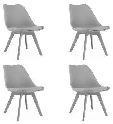 Image de Chaise - Leobert - Mark - Gris/Pieds Gris - 49 X 43 X 82 Cm - Lot De 4