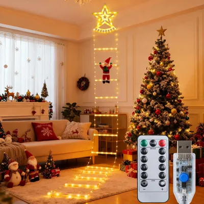 LED-Leiter-Lichterkette, 2,7 m, 8 Modi, Timer, IP65, warmweiß