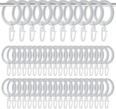 Zdjęcie produktu dla Białe metalowe kółka do zasłon, 30 mm, 50 sztuk