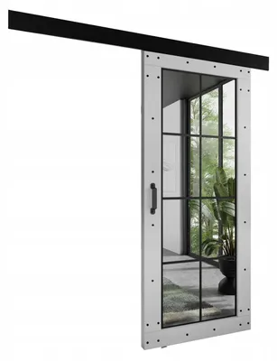 Produktbild von KierMoebel Schiebetür Komplettset ADIO 6, Wohnzimmer Schiebetür Weiß 76x205x3,2 cm