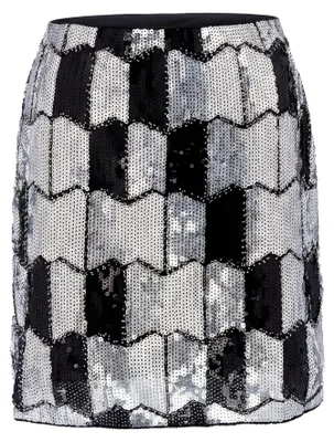 Produktbild von Schwarzer Damen Minirock mit Pailletten, Größe XS