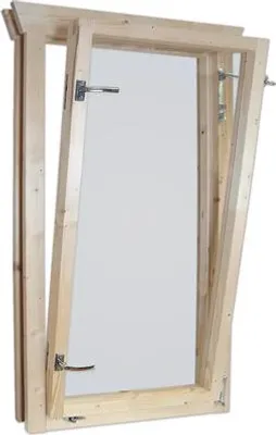 Produktbild von Einzelfenster für Gartenhaus 45 mm SKAN HOLZ Anschlag rechts 57,5x123,5 cm natur
