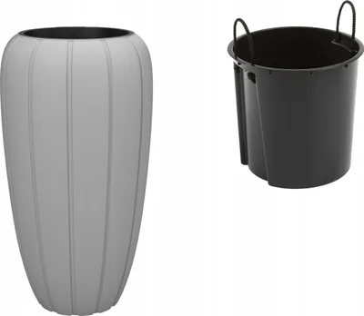 Obrázek produktu pro Plastový květináč s vložkou šedý Gaja 60 cm