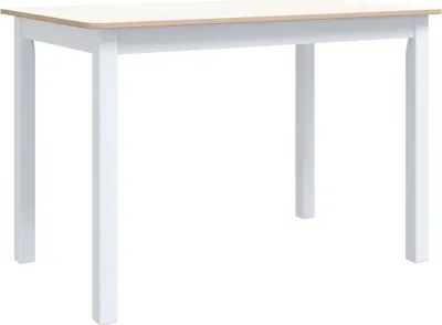 Image de vidaXL Table de salle à manger blanche et brune 114x71x75 cm en bois massif d'hévéa