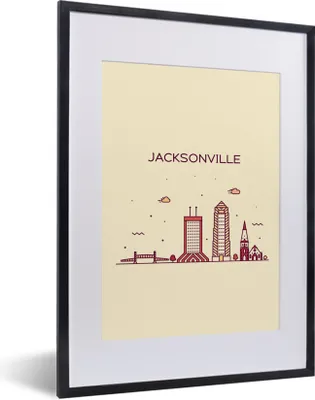 Produktbild von MuchoWow® MuchoWow® Gerahmtes Poster Skyline - Jacksonville - Vereinigte Staaten 30x40 cm - Poster mit zchwarzem Bilderrahmen - Wandposter Schlafzimmer