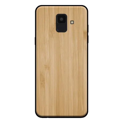 Produktbild von Smartphonica Handytasche für Samsung Galaxy A6 2018 mit Holzoptik - Rückwand Bambus Kunstholz Tasche - Braun