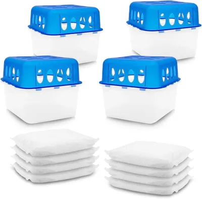 Produktbild von 4 x Ultra Fresh Luftentfeuchter-Granulatbox mit 8 x 400 g Nachfüllbeuteln, Raumentfeuchter mit Auffangbehälter, Raumtrockner, Entfeuchter