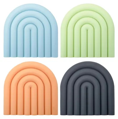 Image de Omgoods - Sous-verres résistants à la chaleur - Dessous de plat - Sous-verres antidérapants - Silicone - Lot de 4 - 15 x 15 cm - Dessous de plat