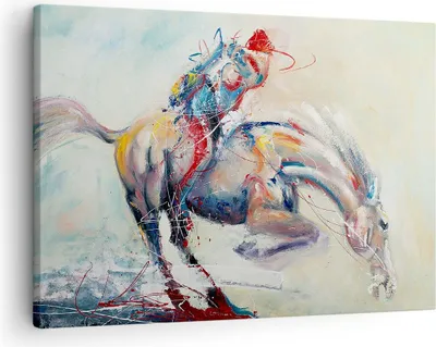 Produktbild von Bild auf Leinwand - Leinwandbild - Pferd Abstraktion - 70x50cm - Wand Bild - Wanddeko - Wandbilder - Leinwanddruck - Bilder - Kunstdruck - Wanddekoration - Leinwand bilder - Wandkunst - AA70x50-3446