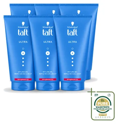 Produktbild von 6 x Taft Ultra Styling Gel 4 - Starke Fixierung - 150 ml - Vorratspackung - 6 Stücke
