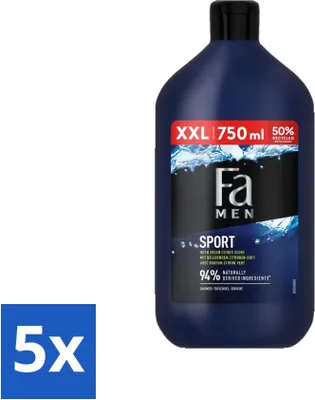 Obrázok produktu pre Fa Men - Šport - Sprchový gél - Zelený citrón - 750 ml - Výhodné balenie - 5 kusov