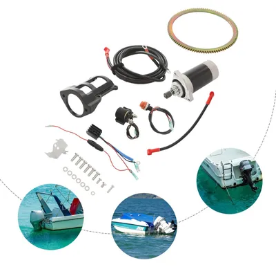 Produktbild von E-Start Umrüstsatz Außenborder - Elektrischer 12V Starter Kit - Für 2-Takt 40 PS Bootsmotor - Mit Anlasser und Schwungrad - Einfache Bolt-On Montage