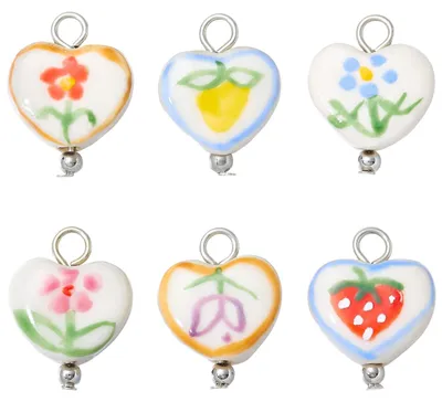 Image de Omgoods - Coffret de 6 breloques en céramique en forme de cœur pour bijoux