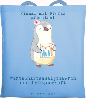 Produktbild von Mr. & Mrs. Panda Shopping Tasche Wirtschaftsanalytikerin Leidenschaft - Sky Blue - Geschenk, Einkaufstasche, Beutel, Tragetasche, Tote Bag