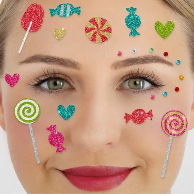 Produktbild von Glitter Face Tattoo Candy Party Schminke für Festival Karneval Halloween