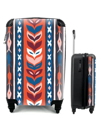 Produktbild von MuchoWow® Koffer Handgepäck Trolley Rollkoffer Kleine Reisekoffer mit 4 Rollen - Design - Blumen - Pflanzen - Rot - Minimalismus - Cabin Size < 55x40x23 cm & 55x40x20 cm - Fotokoffer - Kabinenkoffer - Boardgepäck - Reise-Box - Reisekoffer - Reisegepäck - Koffer mit Bild - Trolley für Kinder