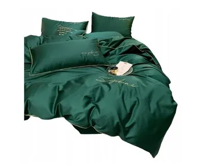 Zdjęcie produktu dla Komplet pościeli z mikrofibry do sypialni haft zielony 160x200cm Elegancki Ekskluzywny Komfort dla Alergików Glamour