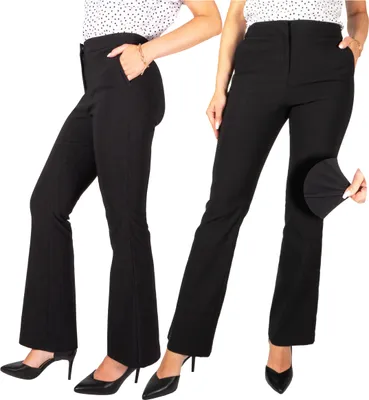 Immagine prodotto di FIRI Pantaloni da donna eleganti e svasati con due tasche, elasticizzati, neri, W40-L29 L