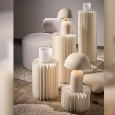 Produktbild von Papier Säule Rund Faltbar Creme – Deko Säule als Beistelltisch & Raumdeko 30x60cm Leicht & Flexibel für Innenbereich Höhe 60cm