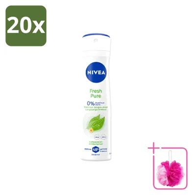 Immagine prodotto di 20 spray deodoranti NIVEA Fresh Pure, senza alluminio, 150 ml, confezione risparmio, 20 pezzi