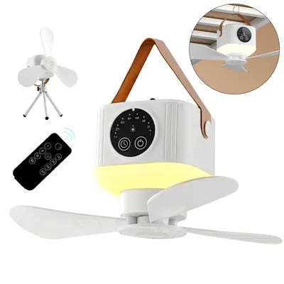 Produktbild von Akku Camping Ventilator mit Licht 7200mAh, USB-C, Hängeventilator mit LED, 4 Geschwindigkeiten, Fernbedienung & Timer, für Zelt & Wohnmobil