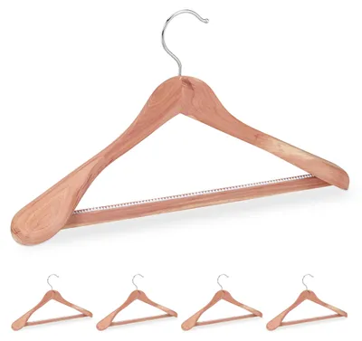 Obrázok produktu pre 20 ks vešiakov na oblečenie z cédrového dreva, ochrana proti moliam, neklzké a stabilné, široké vešiaky s priečkou, 45 cm, sada vešiakov, prírodná farba