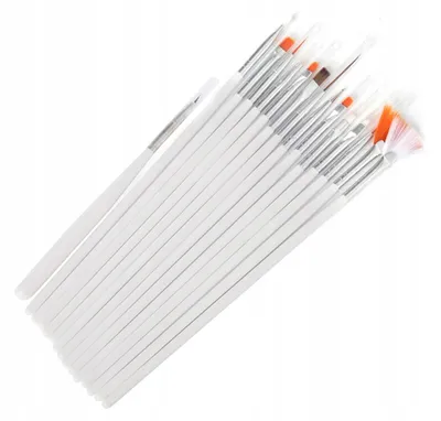 Produktbild von Allepaznokcie Gel Acryl Nailart Pinsel Set 15 Stück Weiß