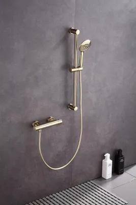 Produktbild von WEBO Eva Doucheset – Thermostatische Mischarmatur mit Glijstang 60 cm – Mat Goud