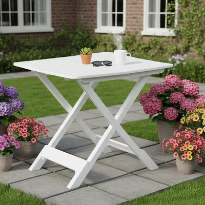 Immagine prodotto di Ruthton - Tavolo da Esterno, 79x72x70h cm Bianco, 4 Posti  Italy