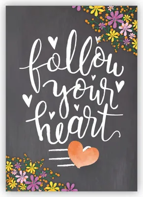 Produktbild von Motivierende Grußkarte mit Herz und Blumen für Freunde und Familie: Follow your heart